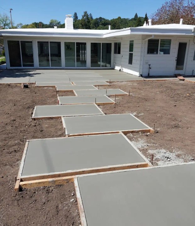 Concrete walkway and Sonoma Valley landscape installation